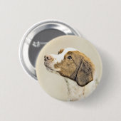 Bretagne Malerei - Niedliche Original Hunde Kunst Button (Vorne & Hinten)