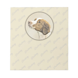 Bretagne Malerei - Niedliche Original Hunde Kunst Notizblock