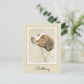 Bretagne Malerei - Niedliche Original Hunde Kunst Postkarte (Stehend Vorderseite)