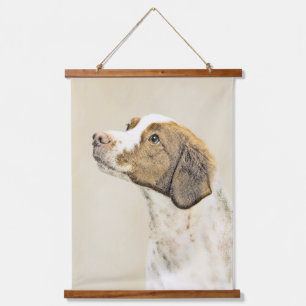 Bretagne Malerei - Niedliche Original Hunde Kunst Wandteppich Mit Holzrahmen