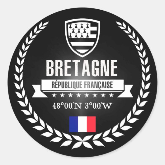 Bretagne Runder Aufkleber (Vorderseite)
