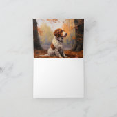 Bretagne Spaniel im Herbst Leaves Fall Inspiriert Karte (Innenseite)