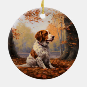 Bretagne Spaniel im Herbst Leaves Fall Inspiriert Keramik Ornament
