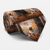 Bretagne Spaniel im Herbst Leaves Fall Inspiriert Krawatte (Gerollt)