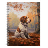 Bretagne Spaniel im Herbst Leaves Fall Inspiriert Notizblock (Vorderseite)