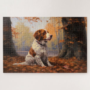 Bretagne Spaniel im Herbst Leaves Fall Inspiriert Puzzle