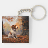 Bretagne Spaniel im Herbst Leaves Fall Inspiriert Schlüsselanhänger (Rückseite)