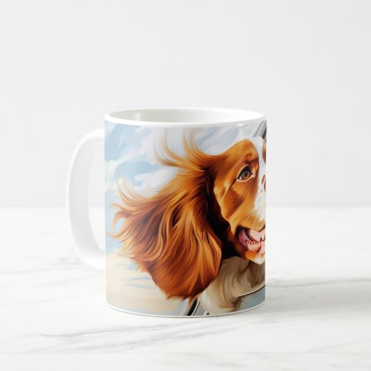Bretagne spaniel in Car Window Kaffeetasse (Vorderseite Links)