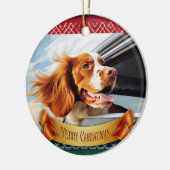 Bretagne spaniel in Car Window Keramik Ornament (Links)