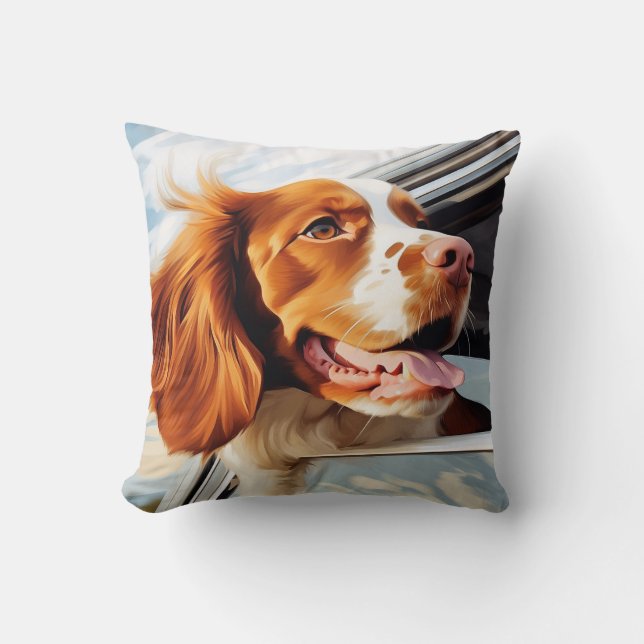 Bretagne spaniel in Car Window Kissen (Vorderseite)