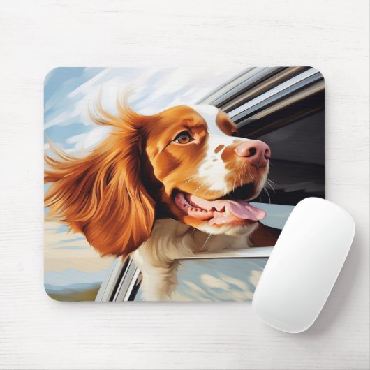 Bretagne spaniel in Car Window Mousepad (Mit Mouse)