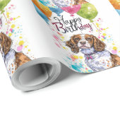Bretagne Spaniel mit Balloons Geschenkpapier (Rolleneckpunkt)