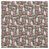 Bretagne Spaniel Vintage Blumen dunkel Stoff (Muster)
