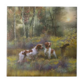 Bretagne-Spaniels, Holzjagd, Kunst Fliese (Vorderseite)