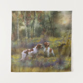 Bretagne-Spaniels, Holzjagd, Kunst Wandteppich (Vorderseite)