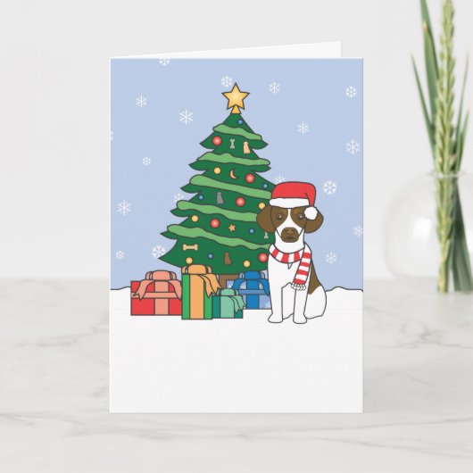 Bretagne und Weihnachtsbaum Feiertagskarte (Vorderseite)