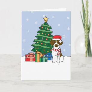 Bretagne und Weihnachtsbaum Feiertagskarte