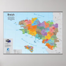 Bretagne, Verwaltungskarte 2020 (Bretonisch)