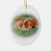 Bretagne-Welpe Keramikornament (Rechts)