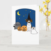 BretagneSpaniel Halloween Karte (Gelbe Blume)