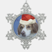 BretagneSpaniel Schneeflocken Zinn-Ornament (Vorderseite)