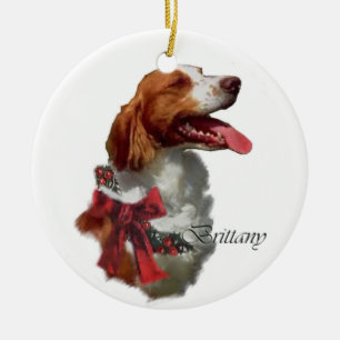 Bretagnespaniel-Weihnachtsgeschenk-Verzierung Keramik Ornament