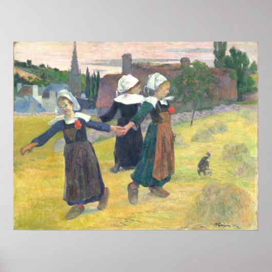 Breton Girls Dancing - Paul Gauguin Fine Art Poster (Vorne)
