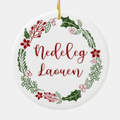 Breton Merry Christmas Wreath, Nedeleg laouen Keramik Ornament (Hinten)
