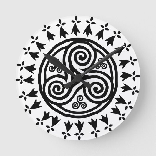 Breton triskel & hermine runde wanduhr (Vorderseite)