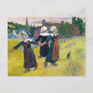 Bretonische Mädchen beim Tanz Pont-Aven von Paul G Postkarte