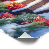 Bretonischer rustikaler Weihnachts-Winter-Kunst-Co Poster (Ecke)