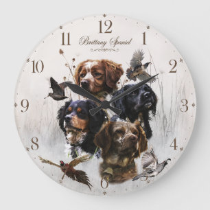 Bretonischer Spaniel, Französische Bretagne Große Wanduhr
