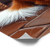 Bretonischer Spaniel Kamin mit Weihnachtslichtern Poster (Ecke)