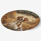 Bretonischer Spaniel, Leidenschaft für Vögel Pappteller (Schrägansicht)