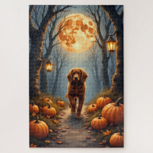 Bretonischer Spaniel Mondwald Halloween Kunst Puzzle