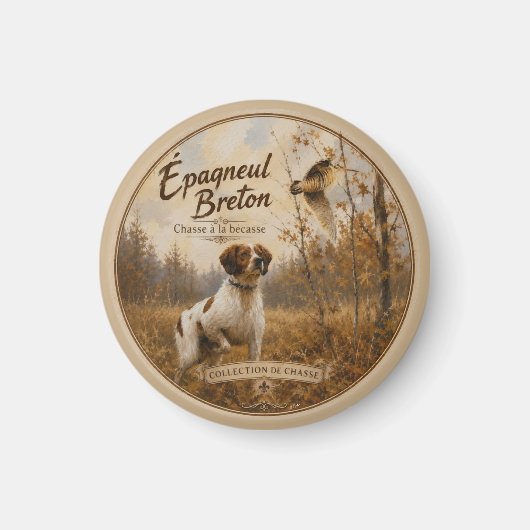 Bretonischer Spaniel und Waldschnepfe Magnet (Vorne)