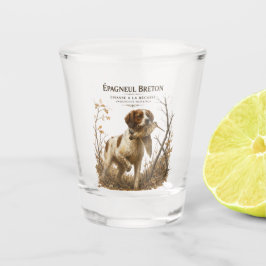 Bretonischer Spaniel und Waldschnepfe Schnapsglas