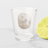 Bretonischer Spaniel und Waldschnepfe Schnapsglas (Rückseite)