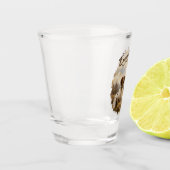 Bretonischer Spaniel und Waldschnepfe Schnapsglas (Links)
