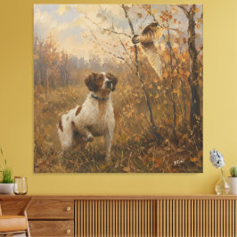 Bretonischer Spaniel – Waldschnepfenjagd Kunst Leinwanddruck
