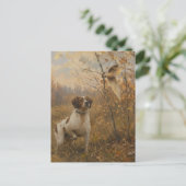 Bretonischer Spaniel – Waldschnepfenjagd Kunst Postkarte (Stehend Vorderseite)