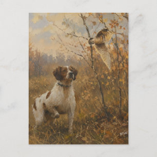 Bretonischer Spaniel – Waldschnepfenjagd Kunst Postkarte