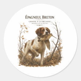 Bretonischer Spaniel – Waldschnepfenjagd Kunst Runder Aufkleber