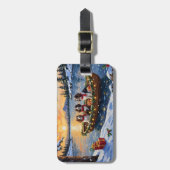 Bretonischer Spaniel Weihnachtsboot Urlaub Gepäckanhänger (Vorderseite vertikal)