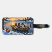 Bretonischer Spaniel Weihnachtsboot Urlaub Gepäckanhänger (Rückseite horizontal)