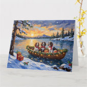 Bretonischer Spaniel Weihnachtsboot Urlaub Karte (Gelbe Blume)
