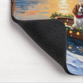 Bretonischer Spaniel Weihnachtsboot Urlaub Mousepad (Ecke)