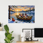 Bretonischer Spaniel Weihnachtsboot Urlaub Poster (Heimbüro)