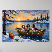 Bretonischer Spaniel Weihnachtsboot Urlaub Poster (Vorne)