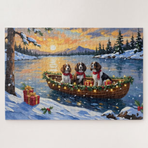 Bretonischer Spaniel Weihnachtsboot Urlaub Puzzle